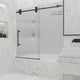 Adjustable width frameless door with fluted glass and left handle position