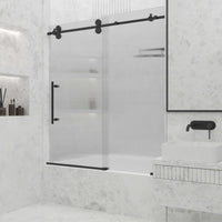 Left installation sliding shower door with fluted glass and cool touch design