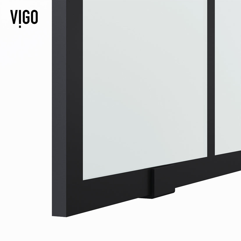 Elan 56 to 60 in. W x 74 in. H Frameless Sliding Shower Door and Elan 24 in. Linear Shower Drain in Matte Black