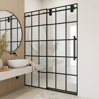 Elan 56 to 60 in. W x 74 in. H Frameless Sliding Shower Door and Elan 24 in. Linear Shower Drain in Matte Black