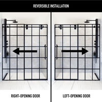 Elan 56 to 60 in. W x 74 in. H Frameless Sliding Shower Door and Elan 24 in. Linear Shower Drain in Matte Black