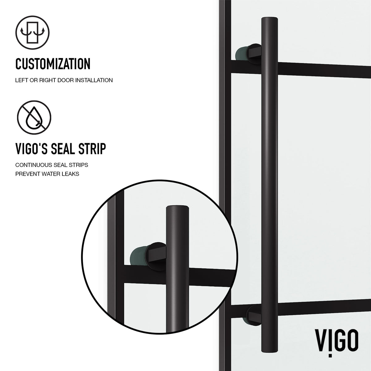 Elan 56 to 60 in. W x 74 in. H Frameless Sliding Shower Door and Elan 24 in. Linear Shower Drain in Matte Black