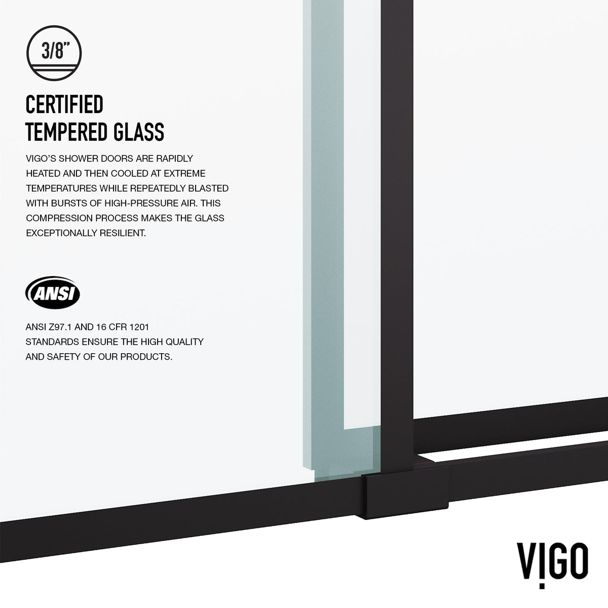 Elan 56 to 60 in. W x 74 in. H Frameless Sliding Shower Door and Elan 24 in. Linear Shower Drain in Matte Black