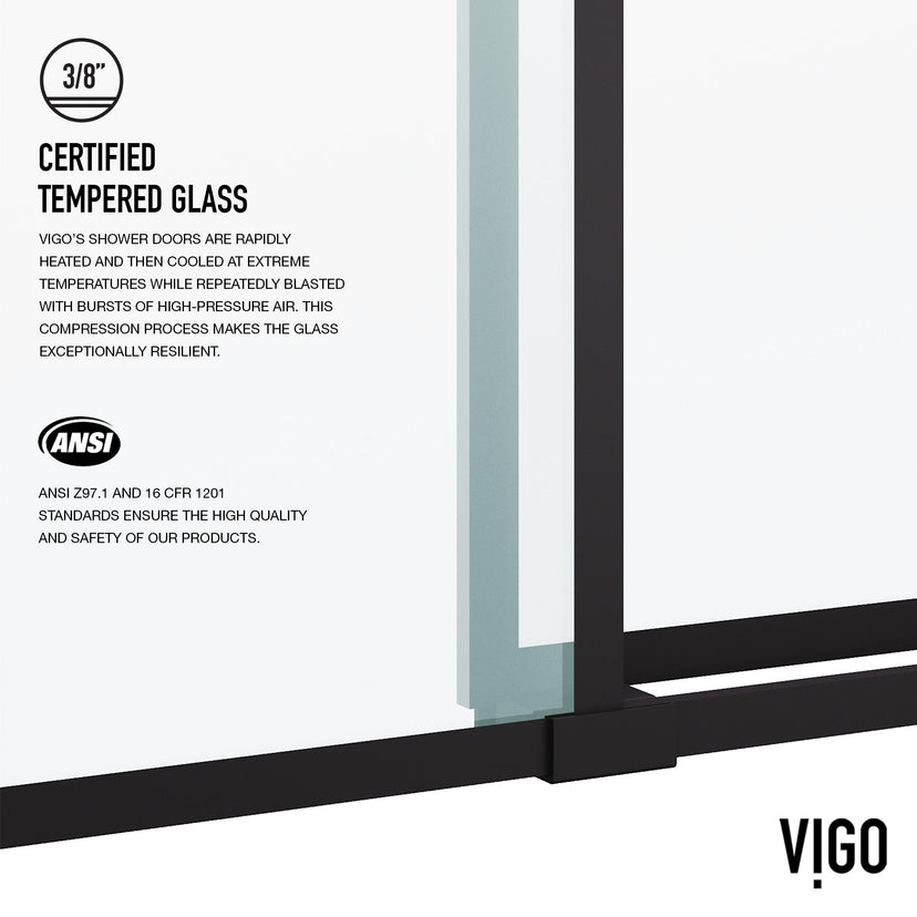 Elan 56 to 60 in. W x 74 in. H Frameless Sliding Shower Door and Elan 24 in. Linear Shower Drain in Matte Black
