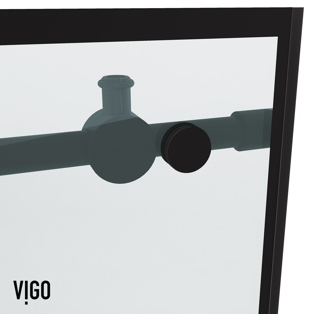 Elan 56 to 60 in. W x 74 in. H Frameless Sliding Shower Door and Meridian 4-Piece Bath Hardware Set in Matte Black