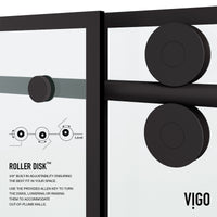 Elan 56 to 60 in. W x 74 in. H Frameless Sliding Shower Door and Meridian 4-Piece Bath Hardware Set in Matte Black