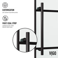 Elan 56 to 60 in. W x 74 in. H Frameless Sliding Shower Door and Meridian 4-Piece Bath Hardware Set in Matte Black