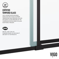 Elan 56 to 60 in. W x 74 in. H Frameless Sliding Shower Door and Meridian 4-Piece Bath Hardware Set in Matte Black