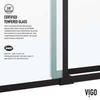 Adjustable 68-72 in. sliding shower door with clear grid glass and matte black finish