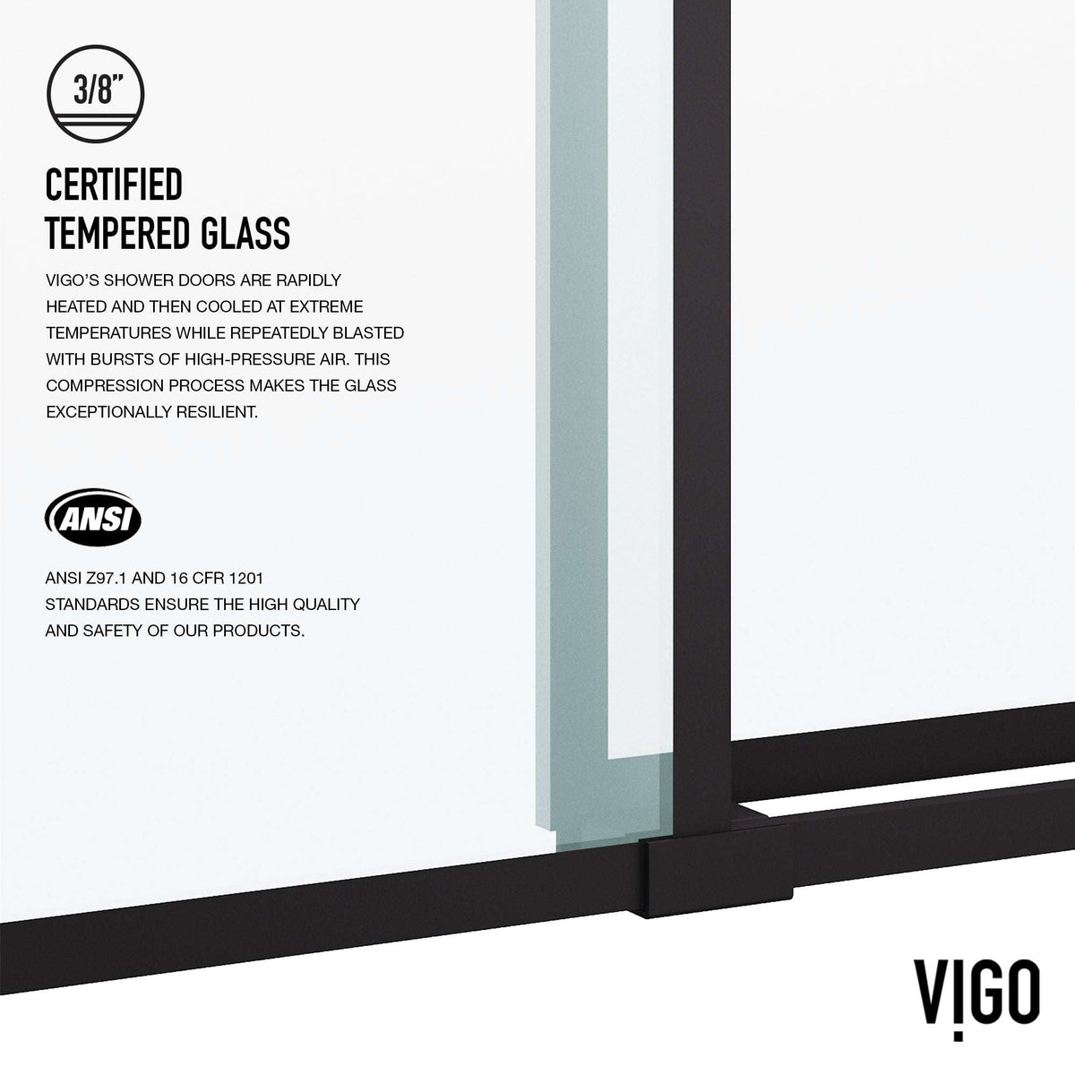 Adjustable 68-72 in. sliding shower door with clear grid glass and matte black finish