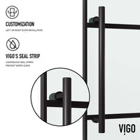 Modern sliding shower door with matte black bar handle and clear grid tempered glass
