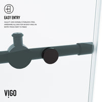 Elan 56-60 in. W x 66 in. H Frameless Sliding Tub Door in Matte Black with 3/8 in. (10mm) ProtecGlass and Meridian 4-Piece Bath Hardware Set