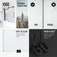 Elan 56-60 in. W x 66 in. H Frameless Sliding Tub Door in Matte Black with 3/8 in. (10mm) ProtecGlass and Arden 3-Piece Bath Hardware Set