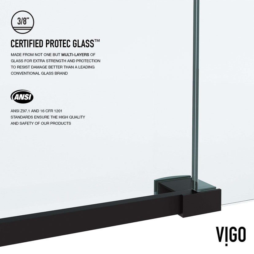Matte black finish sliding shower door with laminated glass and roller disk technology