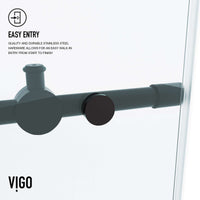 Reversible installation frameless shower door with matte black bar handle