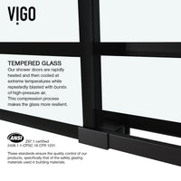 Elan 56-60 in. W x 66 in. H Frameless Sliding Tub Door in Matte Black with 3/8 in. (10mm) Clear Glass and Meridian 4-Piece Bath Hardware Set