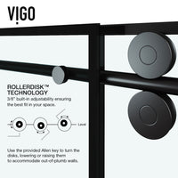 Elan 56-60 in. W x 66 in. H Frameless Sliding Tub Door in Matte Black with 3/8 in. (10mm) Clear Glass and Cass 3-Piece Bath Hardware Set