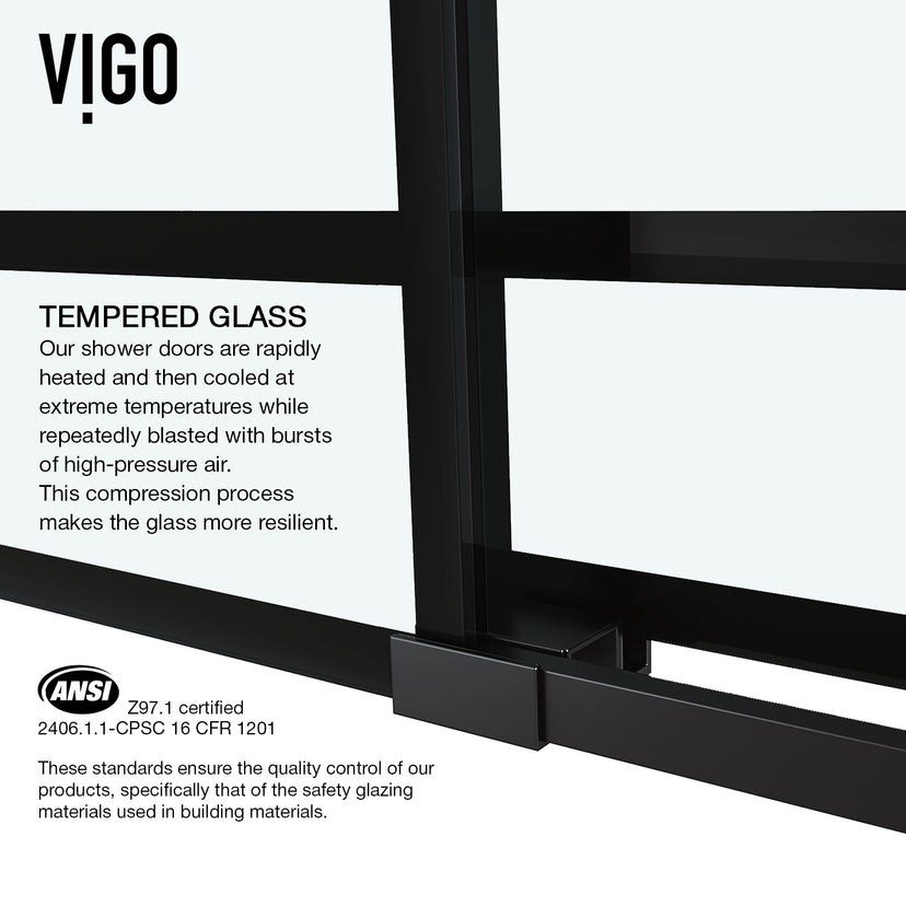 Elan 56-60 in. W x 66 in. H Frameless Sliding Tub Door in Matte Black with 3/8 in. (10mm) Clear Glass and Arden 3-Piece Bath Hardware Set