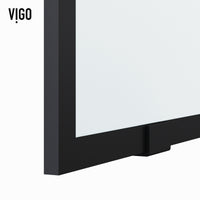 Elan 56-60 in. W x 74 in. H Frameless Grid Sliding Shower Door in Matte Black with 3/8 in. (10mm) Clear Glass and Elan 24 in. Linear Shower Drain