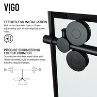 Elan 56-60 in. W x 74 in. H Frameless Grid Sliding Shower Door in Matte Black with 3/8 in. (10mm) Clear Glass and Elan 24 in. Linear Shower Drain