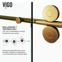 Elan 56-60 in. W x 66 in. H Frameless Sliding Tub Door in Matte Brushed Gold with 3/8 in. (10mm) Clear Glass and Arden 3-Piece Bath Hardware Set