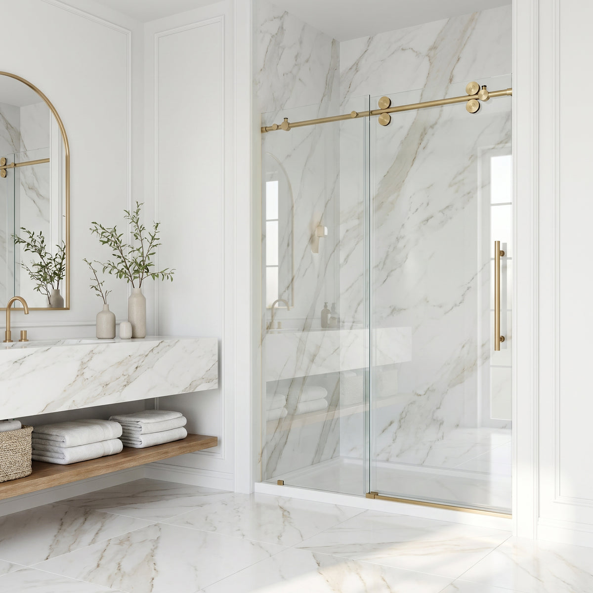 Elan 56 to 60 in. W X 74 in. H Frameless Sliding Shower Door 3/8