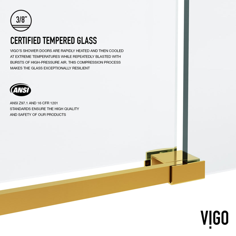 Elan Frameless Sliding Shower Door in Matte Brushed Gold with Elan 36 in. Linear Shower Drain