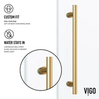 Elan 56-60 in. W x 66 in. H Frameless Sliding Tub Door in Matte Brushed Gold with 3/8 in. (10mm) ProtecGlass and Cass 3-Piece Bath Hardware Set