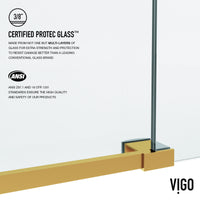 Elan 56-60 in. W x 66 in. H Frameless Sliding Tub Door in Matte Brushed Gold with 3/8 in. (10mm) ProtecGlass and Cass 3-Piece Bath Hardware Set