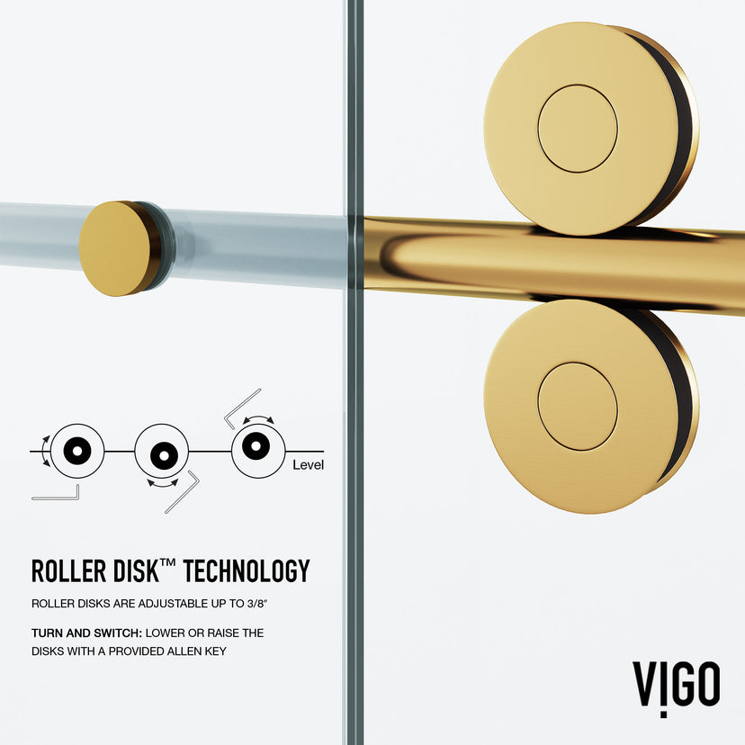 Elan 56-60 in. W x 66 in. H Frameless Sliding Tub Door in Matte Brushed Gold with 3/8 in. (10mm) ProtecGlass and Cass 4-Piece Bath Hardware Set