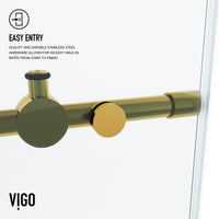 Elan 56-60 in. W x 66 in. H Frameless Sliding Tub Door in Matte Brushed Gold with 3/8 in. (10mm) ProtecGlass and Cass 4-Piece Bath Hardware Set