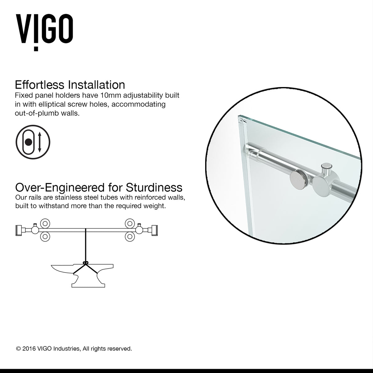 Elan Sliding Frameless Tub Door