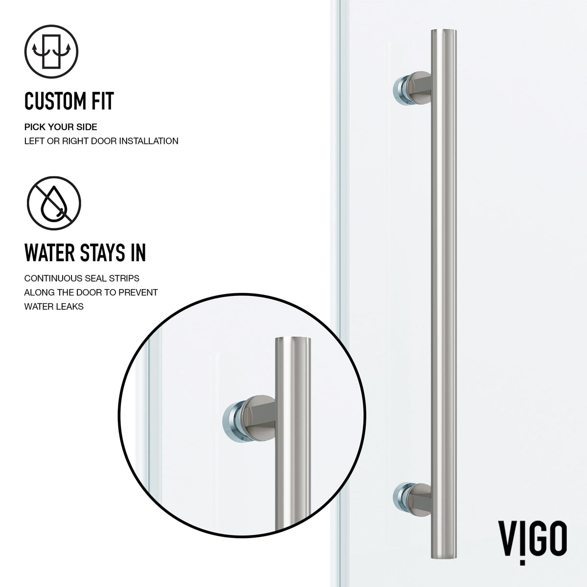 Elan 56 to 60 in. W X 74 in. H Frameless Sliding Shower Door 3/8" Clear Glass in Stainless Steel with Elan 4 in. Square Shower Drain in Brushed Nickel