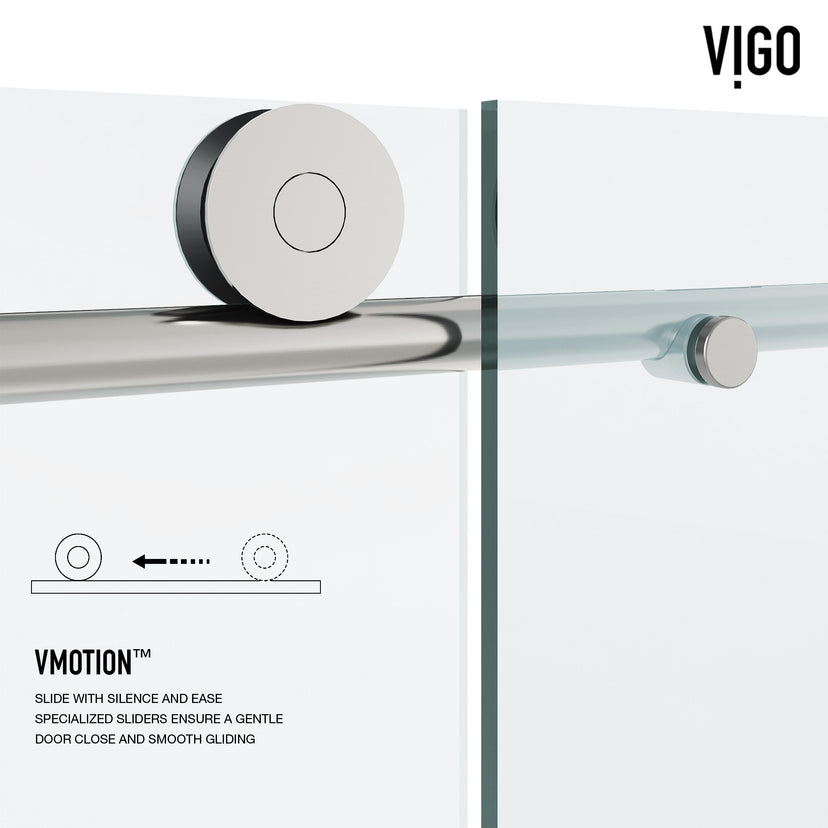 Elan 56 to 60 in. W X 76 in. H Frameless Sliding Shower Door 3/8" Clear Glass in Stainless Steel with Elan 4 in. Square Shower Drain in Brushed Nickel
