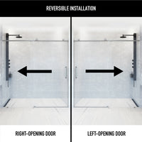 Elan 56 to 60 in. W X 76 in. H Frameless Sliding Shower Door 3/8" Clear Glass in Stainless Steel with Elan 4 in. Square Shower Drain in Brushed Nickel