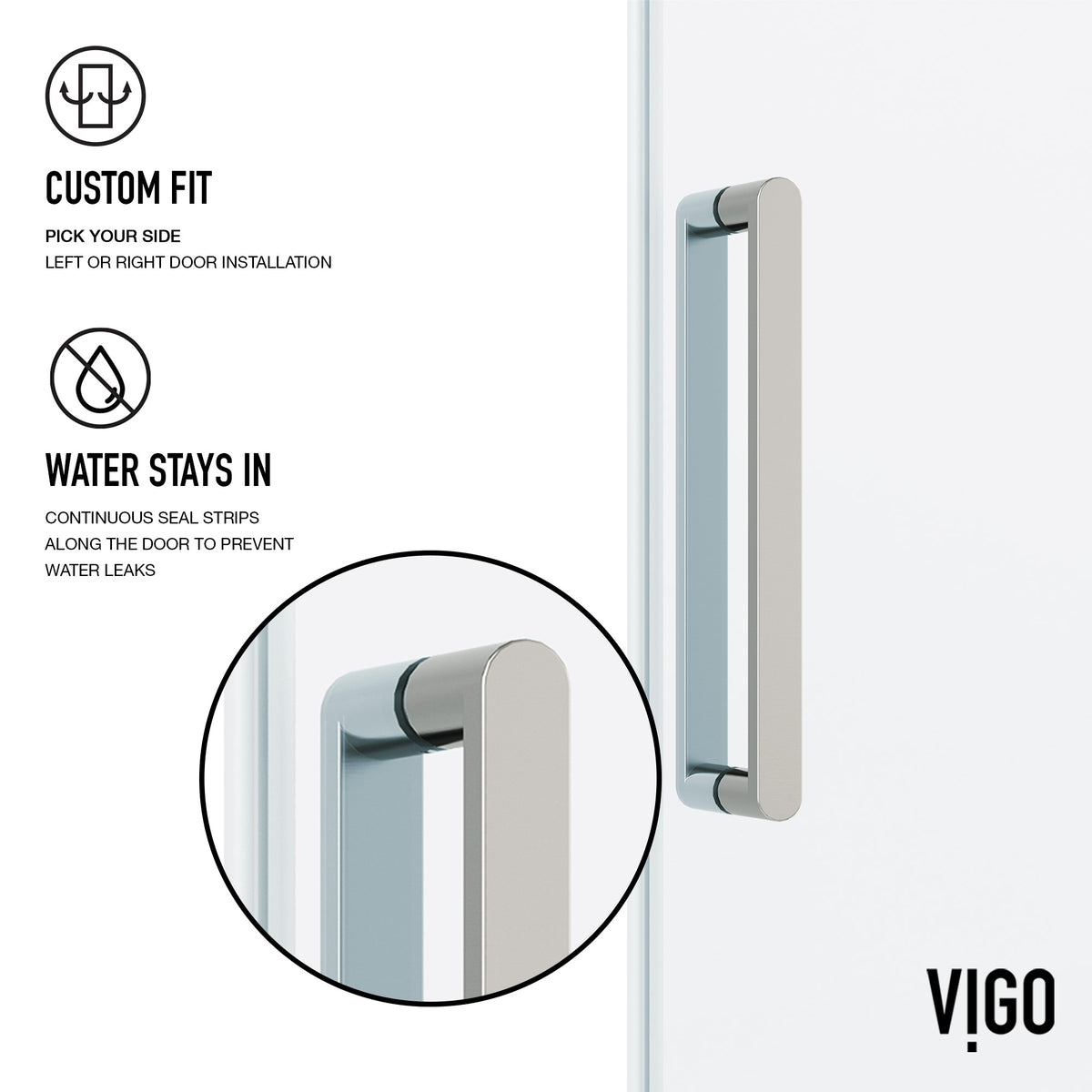 Elan 56 to 60 in. W X 76 in. H Frameless Sliding Shower Door 3/8" Clear Glass in Stainless Steel with Elan 4 in. Square Shower Drain in Brushed Nickel