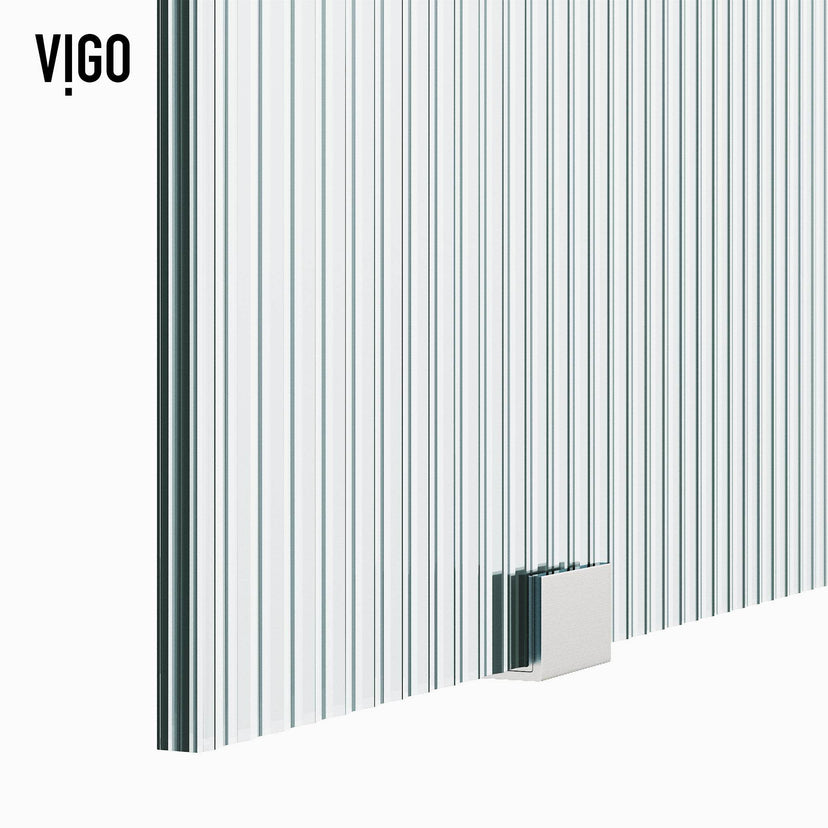 Adjustable 56-60 inch frameless door with fluted glass and bar handle