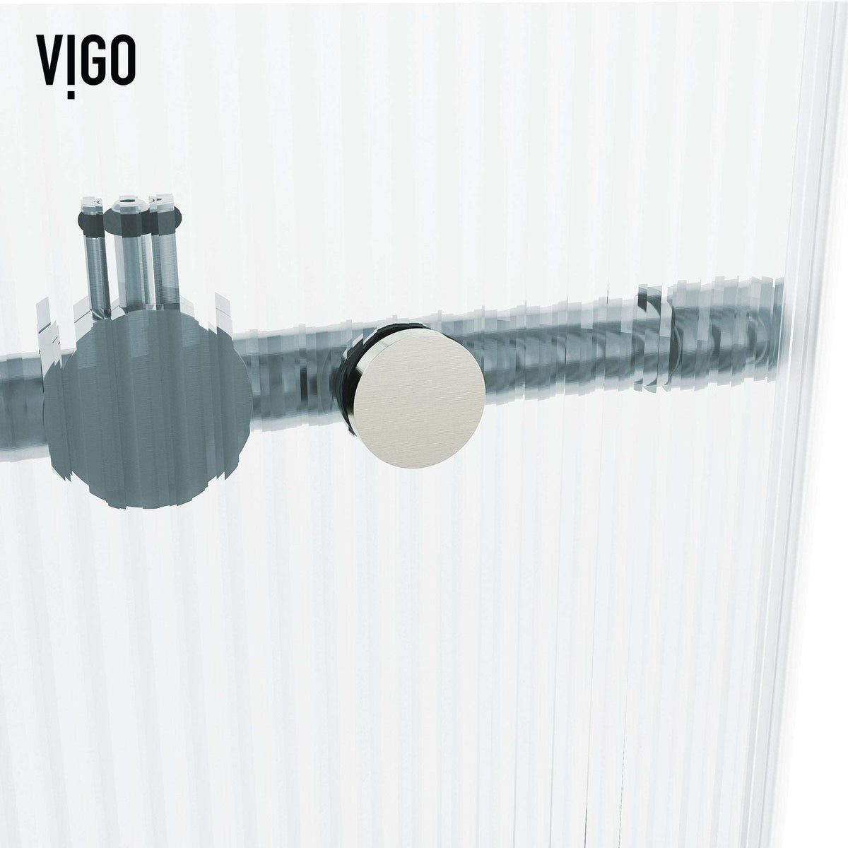 Frameless shower door with right handle and fluted tempered glass