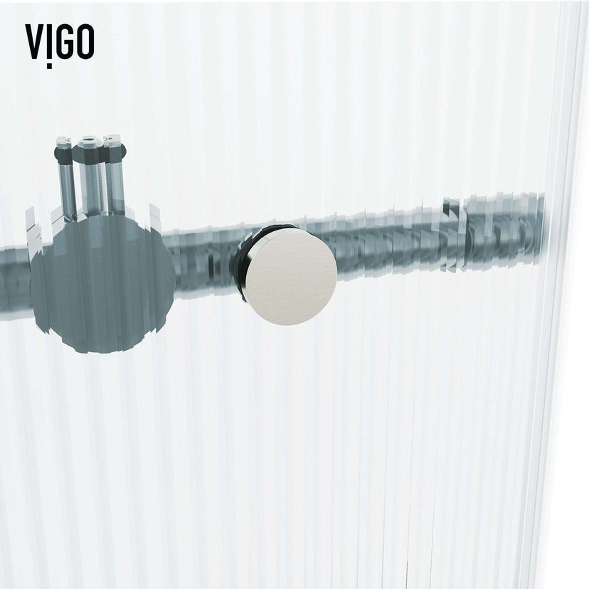 Frameless shower door with right handle and fluted tempered glass
