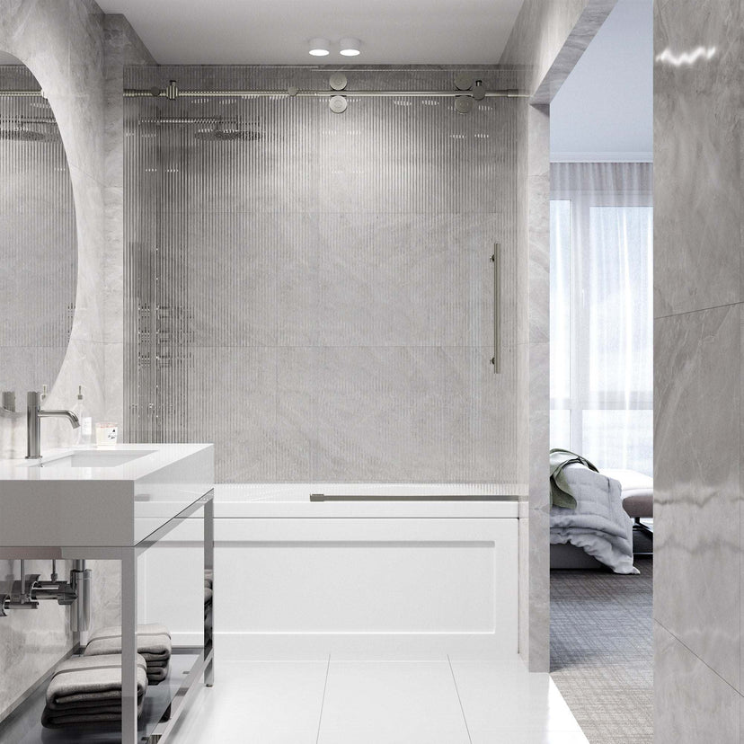 Reversible installation not applicable, right-side fluted glass tub door