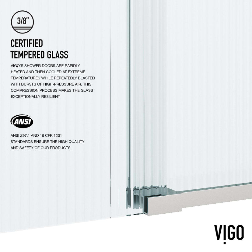 Frameless door with fluted glass and included mounting hardware