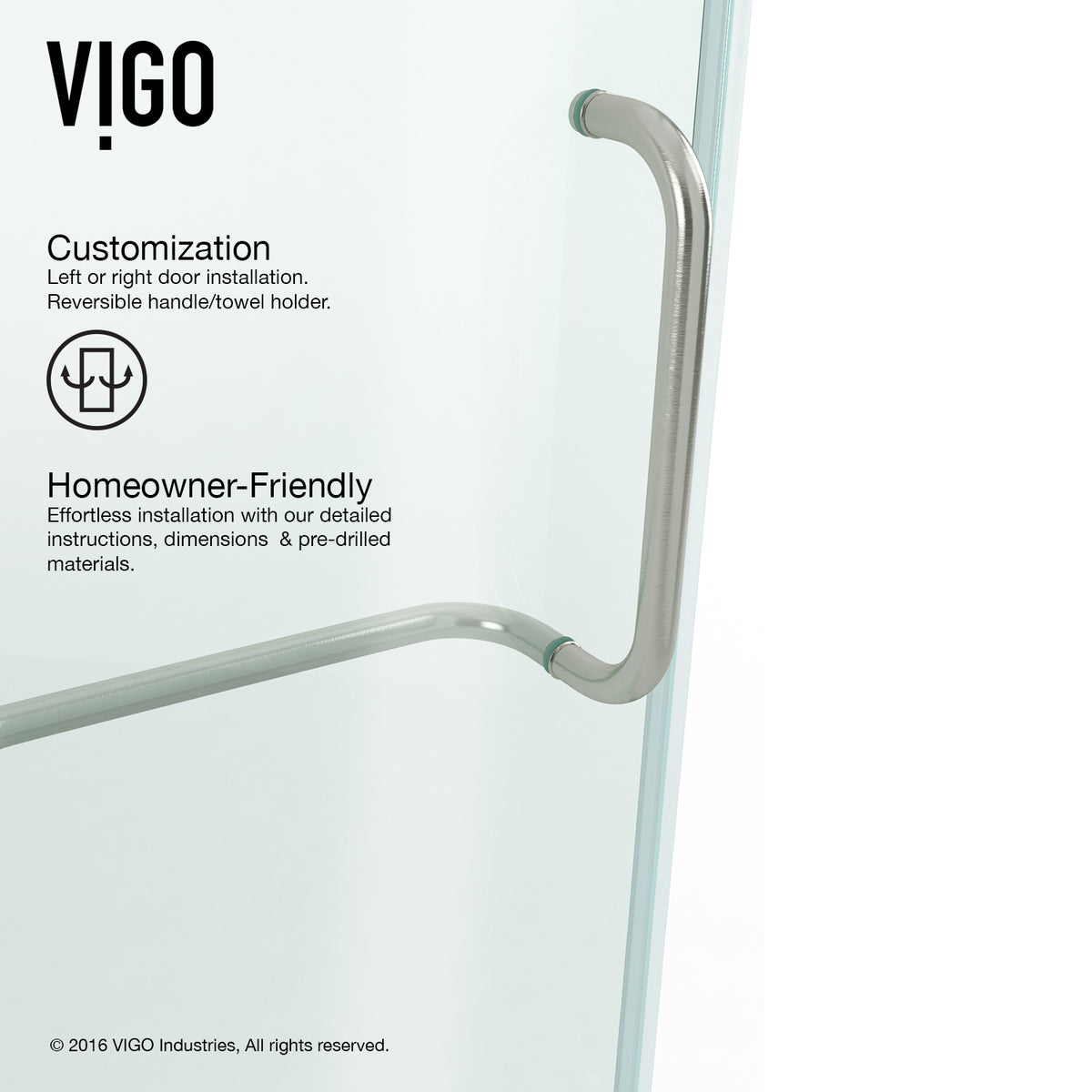 Pirouette 30 to 36 in. W x 72 in. H Frameless Pivot Shower Door and Meridian 4-Piece Bath Hardware Set in Brushed Nickel