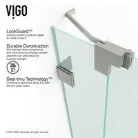Pirouette 36 to 42 in. W x 72 in. H Frameless Pivot Shower Door and Satro 3-Piece Bath Hardware Set in Brushed Nickel