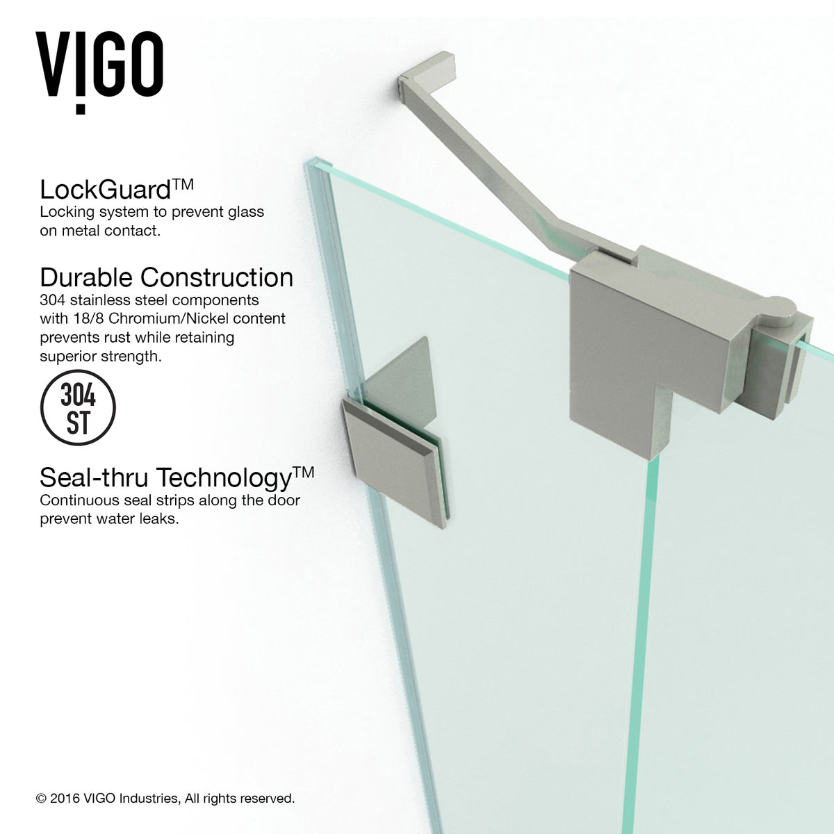 Pirouette 36 to 42 in. W x 72 in. H Frameless Pivot Shower Door and Meridian 4-Piece Bath Hardware Set in Brushed Nickel