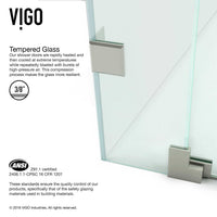 Modern frameless shower door with stainless steel handle and clear glass