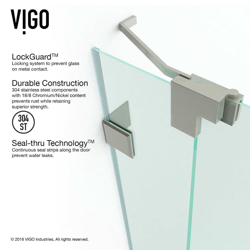 Modern shower enclosure with clear glass and brushed nickel frameless design