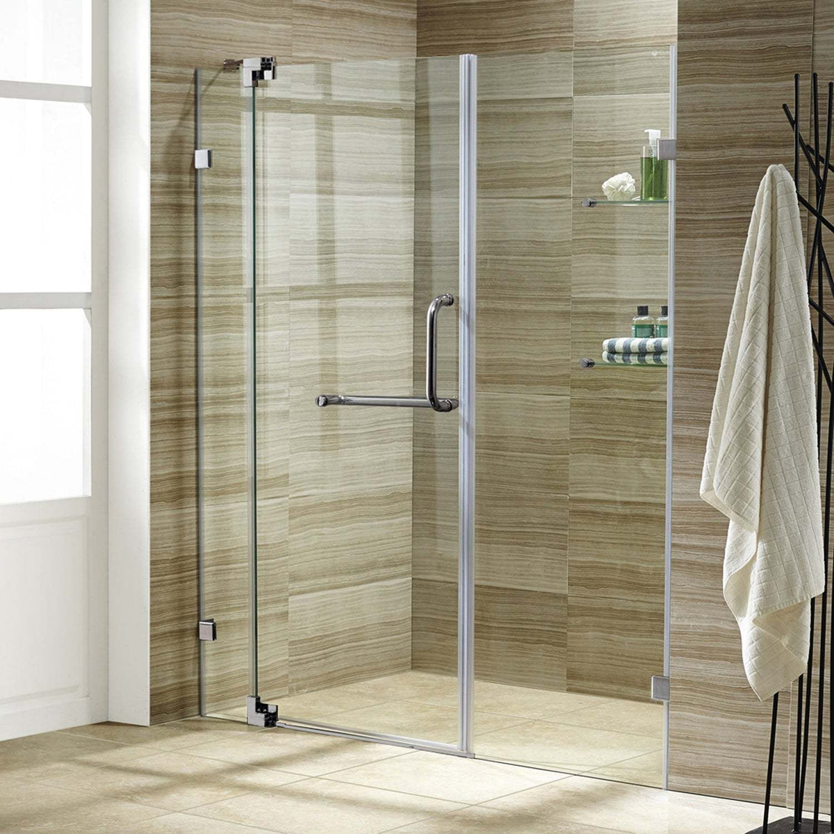 Contemporary style shower door with 72 in height and clear glass pattern