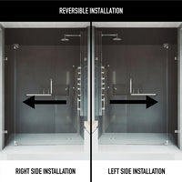 Pirouette 60 to 66 in. W x 72 in. H Frameless Pivot Shower Door and Meridian 4-Piece Bath Hardware Set in Brushed Nickel