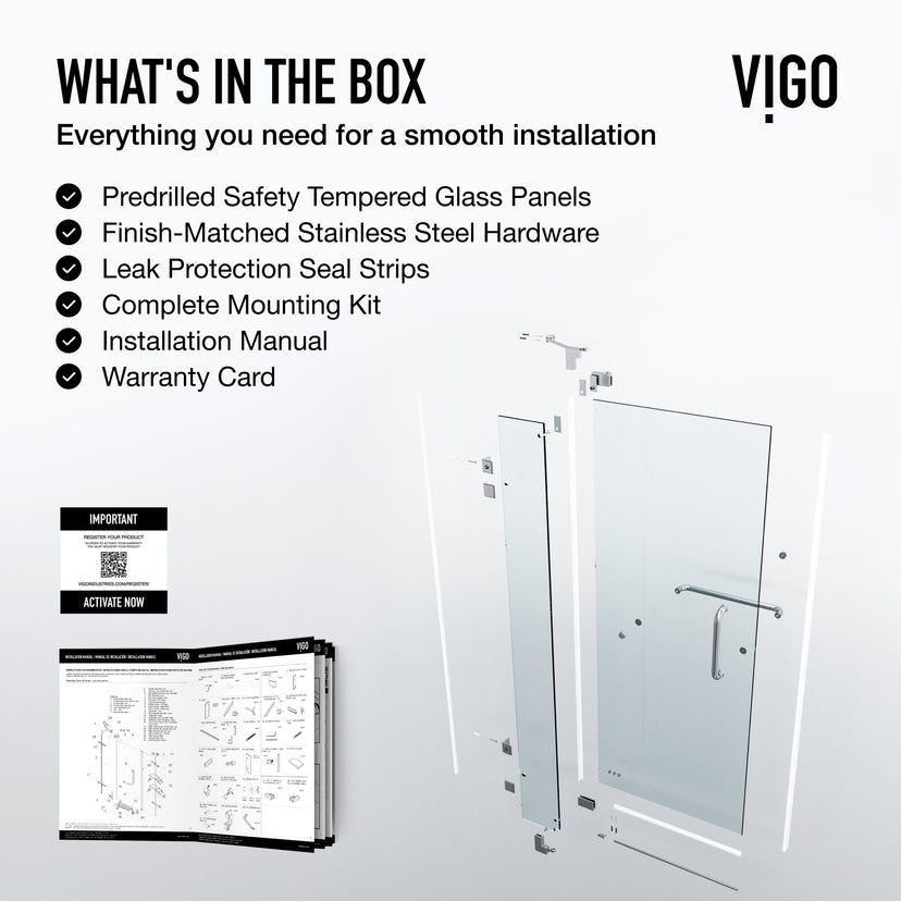Pirouette 36 to 42 in. W x 72 in. H Frameless Pivot Shower Door and Satro 3-Piece Bath Hardware Set in Chrome