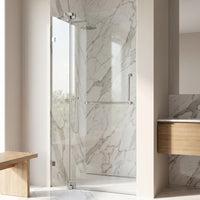 Pirouette 36 to 42 in. W x 72 in. H Frameless Pivot Shower Door and Satro 3-Piece Bath Hardware Set in Chrome